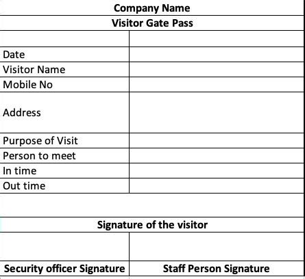 visitor gate pass format